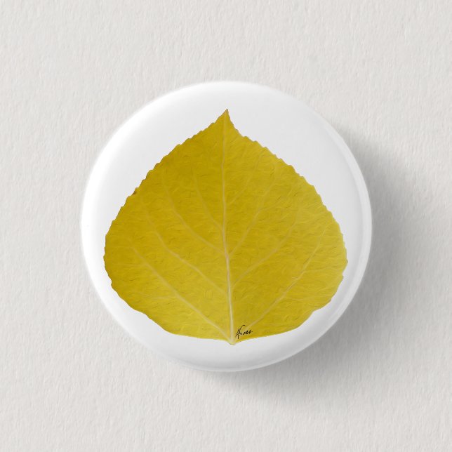 Yellow Aspen Leaf #5 3 Cm Round Badge (Front)