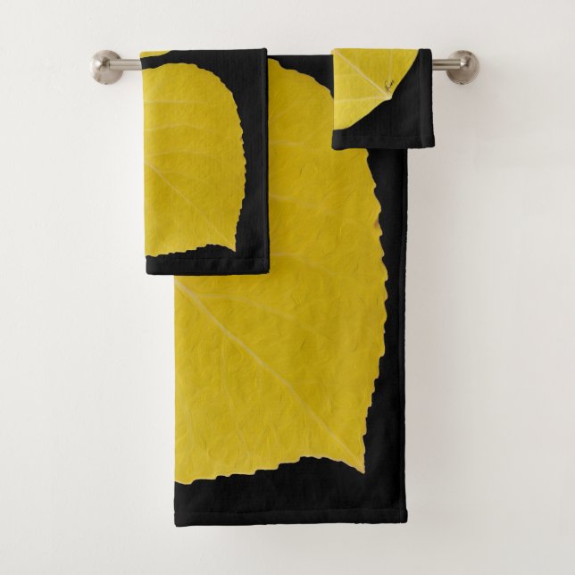 Yellow Aspen Leaf #5 Bath Towel Set (Insitu)