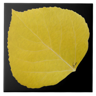 Yellow Aspen Leaf #5 Ceramic Tile