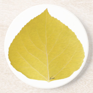Yellow Aspen Leaf #5 Coaster