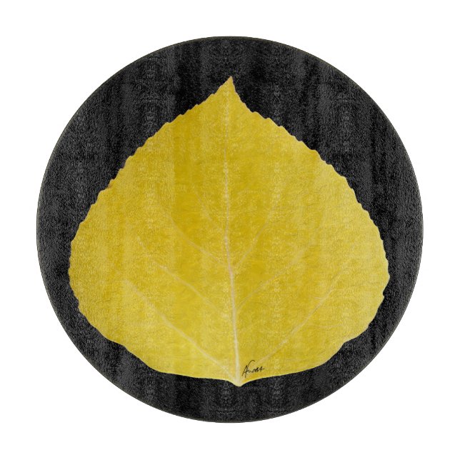 Yellow Aspen Leaf #5 Cutting Board (Front)