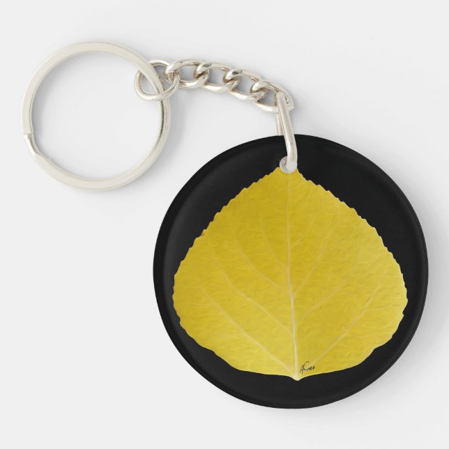 Yellow Aspen Leaf #5 Key Ring (Front)