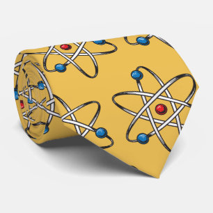 Yellow Atom Molecule Pattern Teacher Science Tie