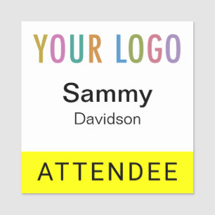 Yellow Attendee Badge Event Logo 2x2 Square Pin