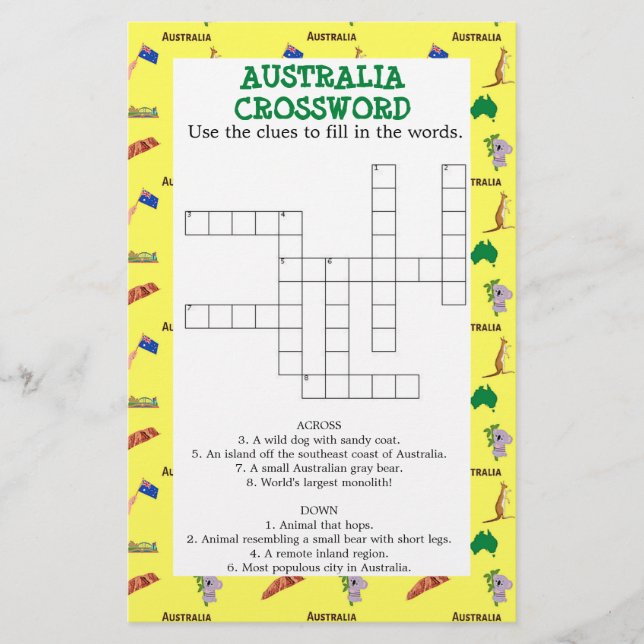 Yellow Australia crossword paper (Front)