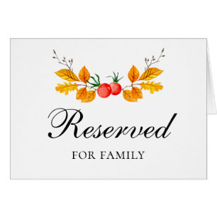 Yellow autumn botanical reserved sign Fall wedding