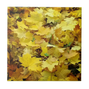 Yellow Autumn Leaves Ceramic Tile