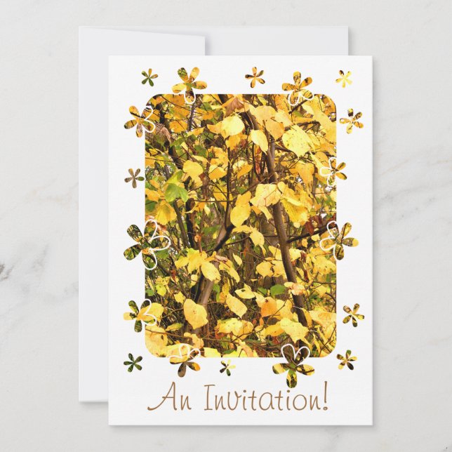 YELLOW AUTUMN LEAVES INVITATION (Front)