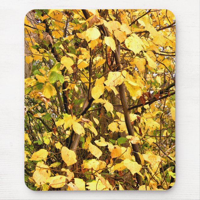 YELLOW AUTUMN LEAVES MOUSE PAD (Front)