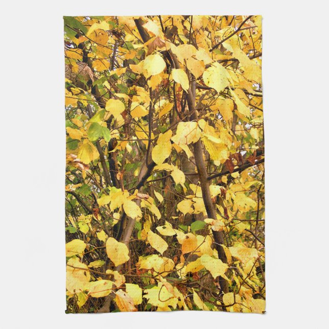 YELLOW AUTUMN LEAVES TEA TOWEL (Vertical)