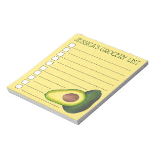Yellow Avocado Personalised Grocery To Do List Notepad