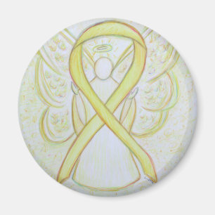 Yellow Awareness Ribbon Angel Art Magnets