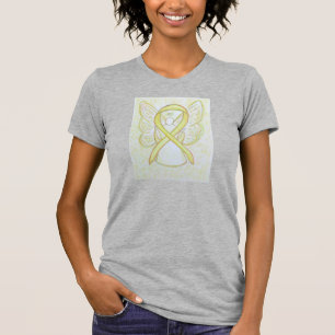 Yellow Awareness Ribbon Angel Custom Art T-Shirt