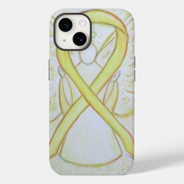 Yellow Awareness Ribbon Angel Custom iPhone Case (Back)