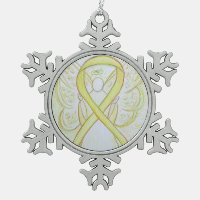 Yellow Awareness Ribbon Angel Customised Ornament (Front)
