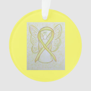 Yellow Awareness Ribbon Angel Customised Ornaments