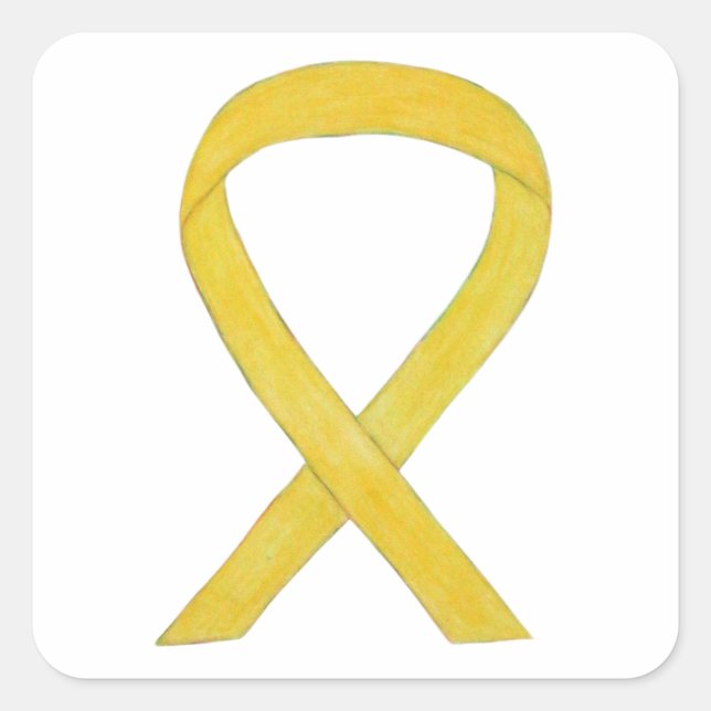 Yellow Awareness Ribbon Art Custom Sticker Decals (Front)