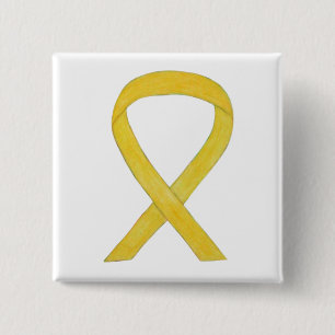 Yellow Awareness Ribbon Custom Art Pins