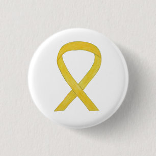 Yellow Awareness Ribbon Custom Art Pins