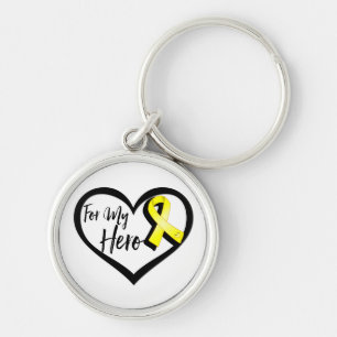 Yellow Awareness Ribbon For My Hero Key Ring
