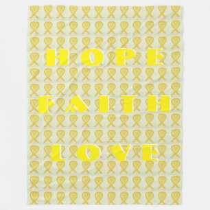 Yellow Awareness Ribbon Heart Custom Chemo Blanket