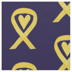 Yellow Awareness Ribbon Heart Fabric Material