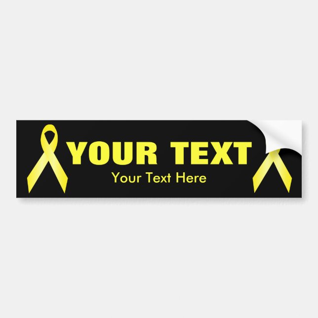Yellow Awareness Ribbon Template Bumper Sticker (Front)