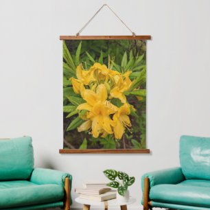 Yellow Azalea Blooms Floral Hanging Tapestry