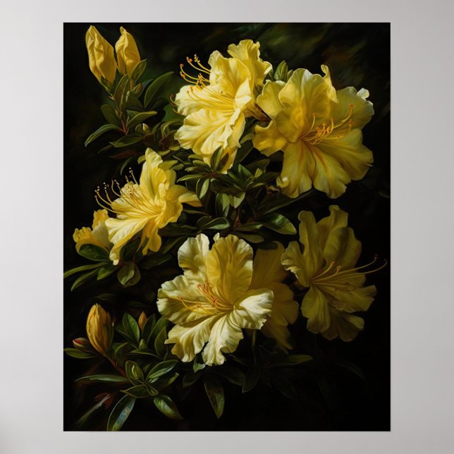 Yellow Azalea Flowers Art Print Poster (Front)