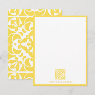 Yellow Azulejos Portuguese Spanish Mediterranean Card
