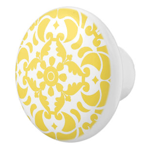 Yellow Azulejos Portuguese Spanish Mediterranean Ceramic Knob