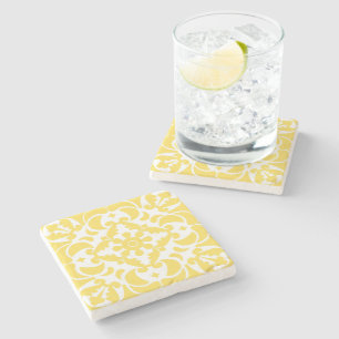 Yellow Azulejos Portuguese Spanish Mediterranean Stone Coaster