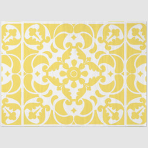 Yellow Azulejos Portuguese Spanish Mediterranean Tissue Paper