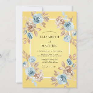 Yellow Azure Petal Wedding Invitation