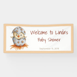 Yellow Baby Bird Neutral Baby Shower Banner