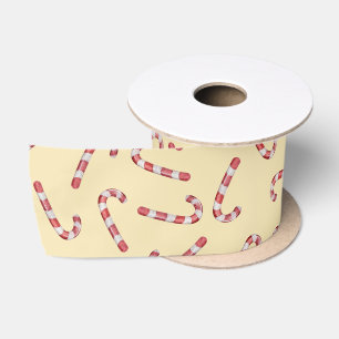 Yellow Baby Candy Cane Vintage Christmas Satin Ribbon
