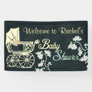 Yellow Baby Carriage, Baby Shower Banner