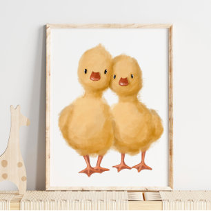 Yellow Baby Chicks Print Baby Chicks Watercolor