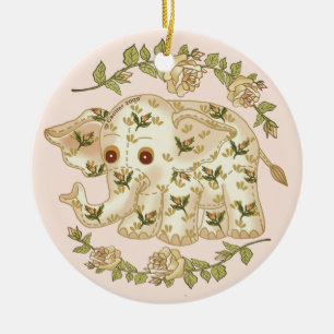 Yellow Baby Elephant Ceramic Ornament