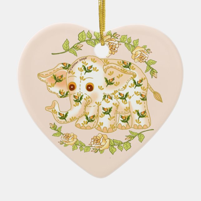 Yellow Baby Elephant  ornament  (Front)