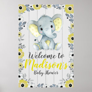 Yellow baby elephant Poster Sign