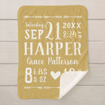 Yellow Baby Girl Birth Stats Keepsake Sherpa Blanket<br><div class="desc">Modern rustic sherpa baby blanket personalised with your baby's name, birthday, birth stats or other custom text. Click the Customise It button to choose any background colour, customise fonts, add your own text and photos to create your own unique one of a kind design! A wonderful unique gift for new...</div>