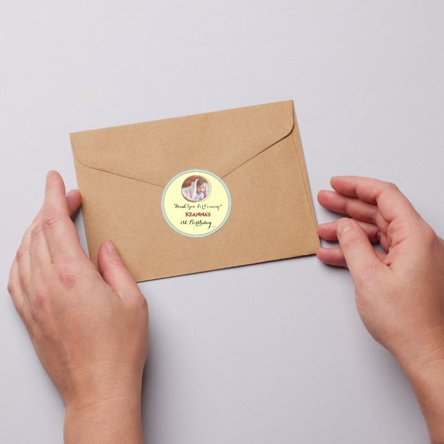 Yellow Baby Girl/Boy Thank You Birthday  Classic Round Sticker (Creator Uploaded)