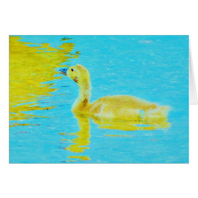 Yellow Baby goose with light blue water (Front Horizontal)