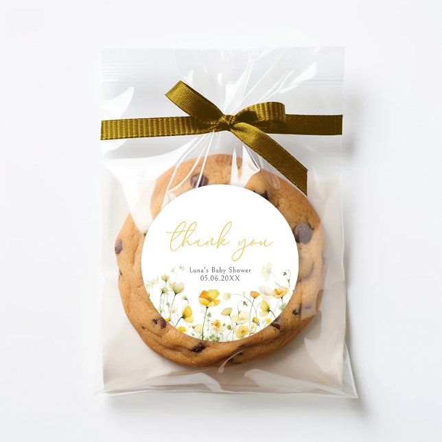 Yellow Baby In Bloom Floral Shower Favour Sticker (Creator Uploaded)