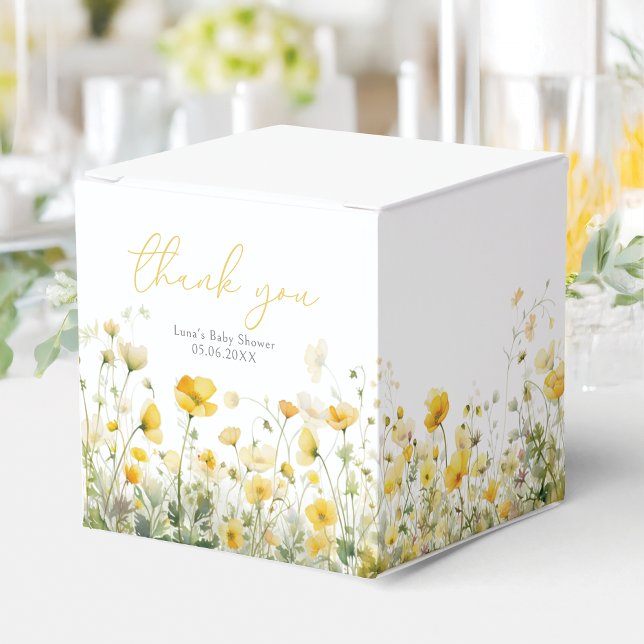 Yellow Baby In Bloom Floral Wildflower Baby Shower Favour Box (Creator Uploaded)