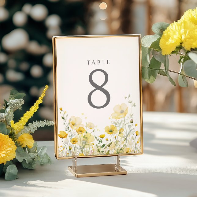 Yellow Baby In Bloom Floral Wildflower Baby Shower Table Number (Creator Uploaded)