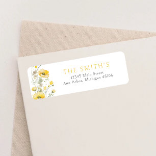 Yellow Baby In Bloom Wildflower Return Address Label