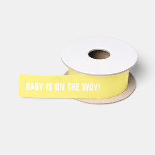 Yellow Baby on the Way Personalised Ribbon Satin Ribbon