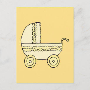 Yellow Baby Pram. Postcard